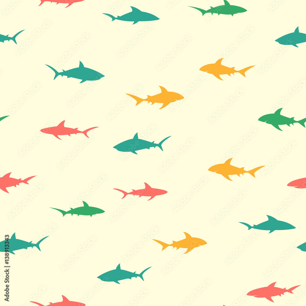 Colorful pattern with sharks