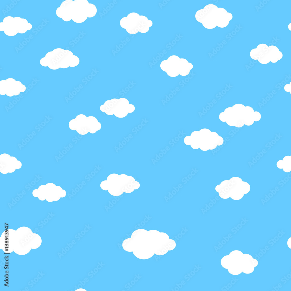 White clouds on blue pattern