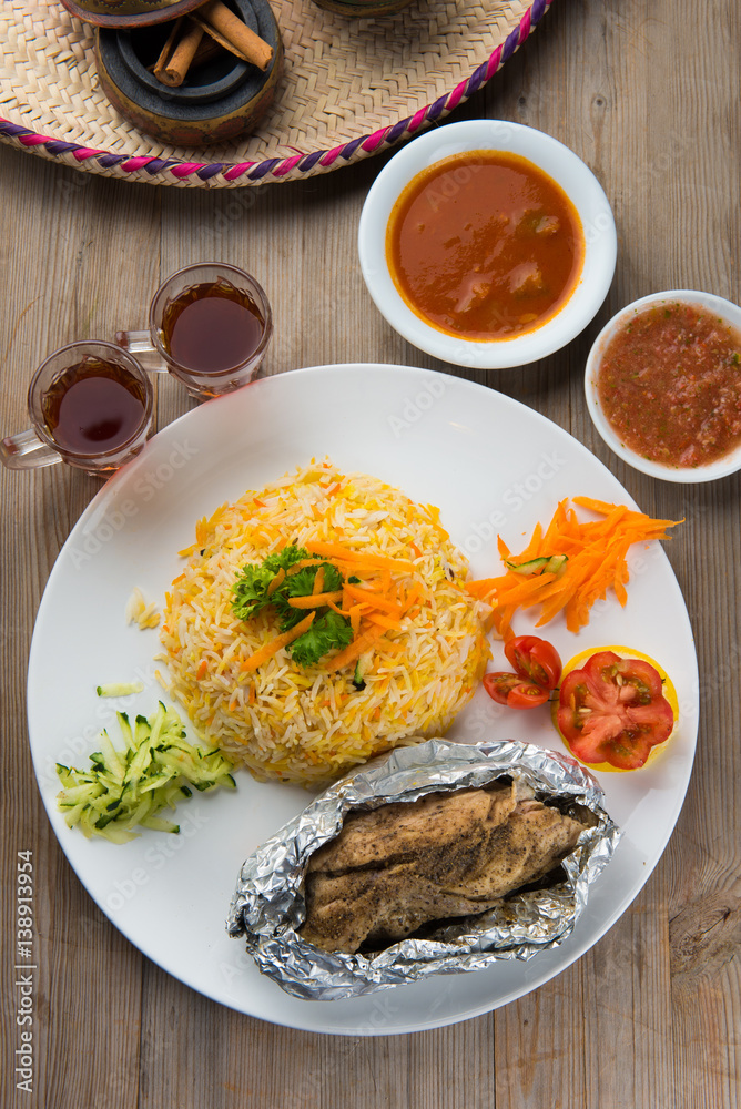 Chicken madhbi or madbi traditional arabic food Stock Photo | Adobe Stock