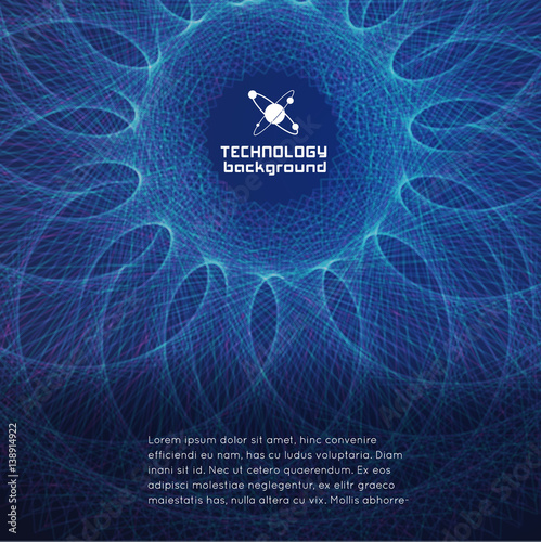 Spiral web structure on dark blue, technology background