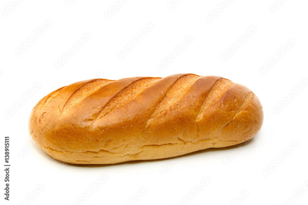 A loaf of wheat bread isolated on white background
