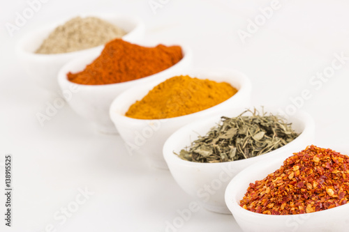 Various Spices in Bowls