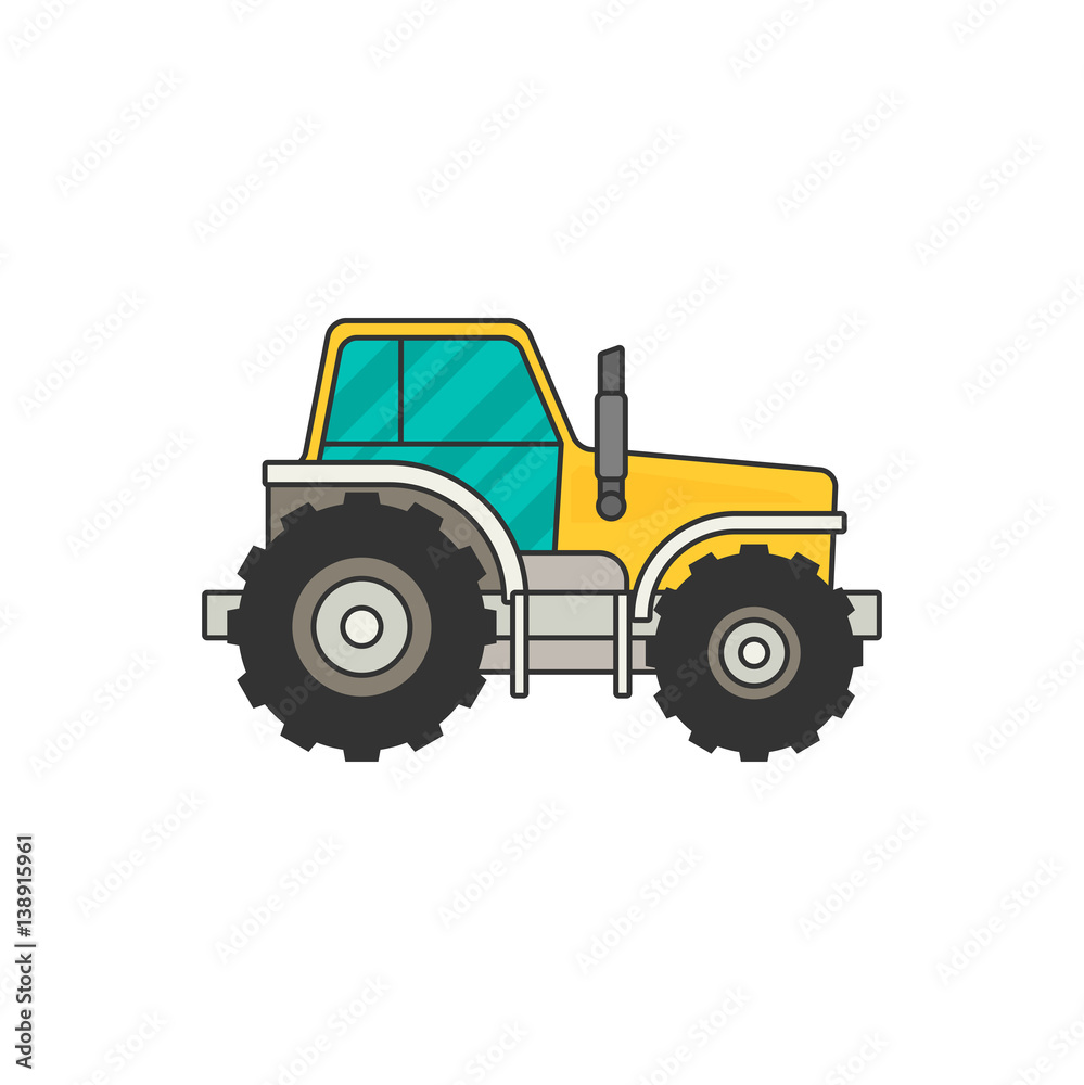 Tractor flat vector