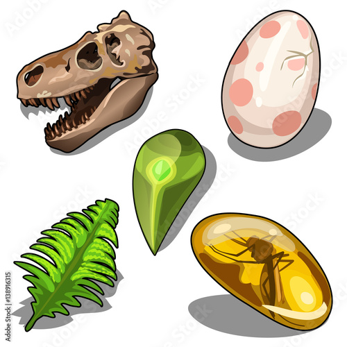 Set of items on theme of ancient natural resources