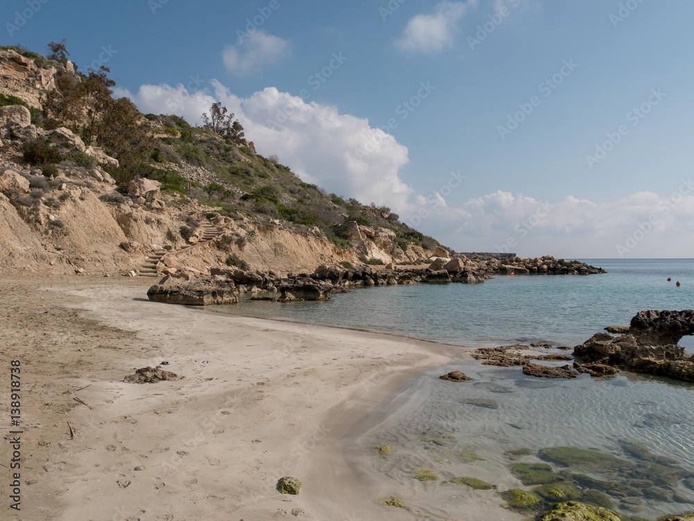 Along the sea coast of Konnos bay, Konnos beach one of the most beautiful beaches in Europe
