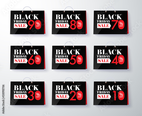 Black friday promotion label and tag discount. vector illustration