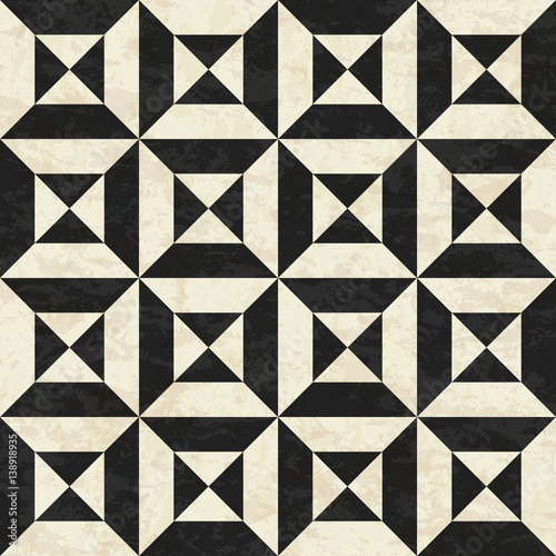 Antique geometric floor pattern, abstract seamless vector illustration with texture