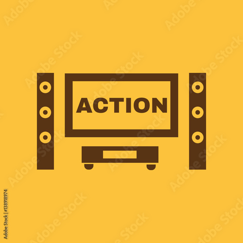Action movie icon. TV and Home theater, cinema symbol. Flat design. Stock - Vector illustration