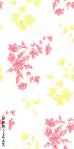 Wallpaper Mural Floral seamless background pattern with fantasy flowers and leaves  Line art. Embroidery flowers. Vector illustration Torontodigital.ca