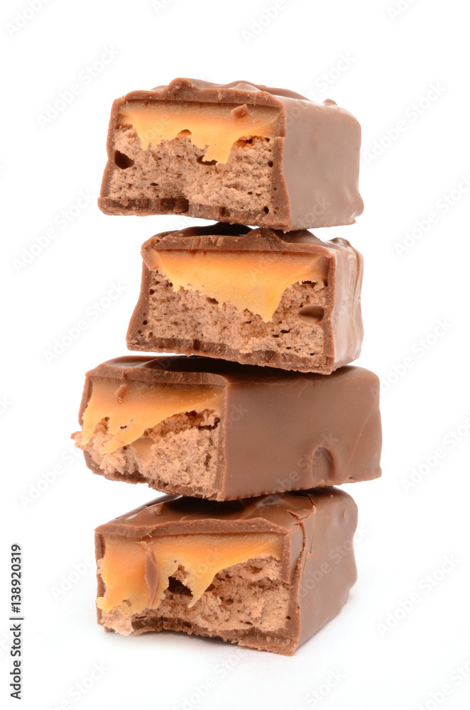 Chocolate with caramel on a white background Chocolate with caramel on a white background