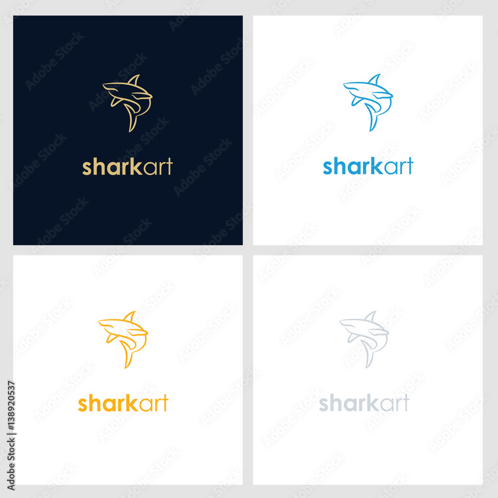 Fototapeta premium shark line company logo. wild animal logo with minimalist concept