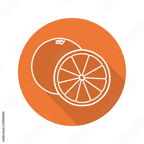 Orange fruit flat linear long shadow icon