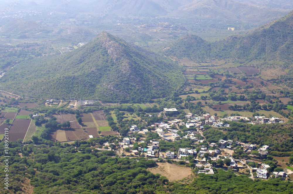 Landscape from above in India the city of Udaipur