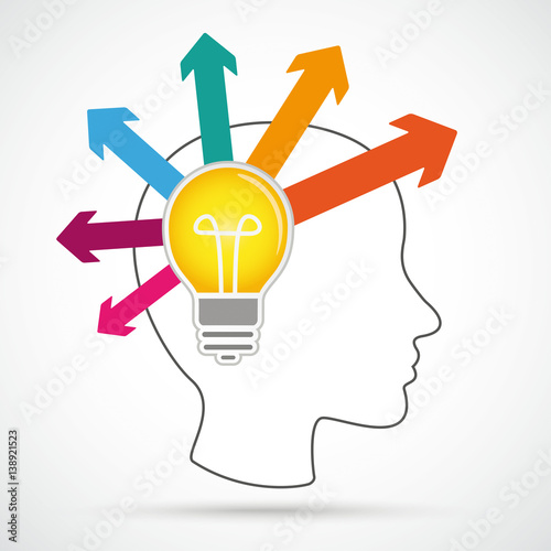 Human Head Bulb Ideas Explosion