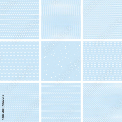 Set of geometric line abstract seamless pattern with wave, strip and dot