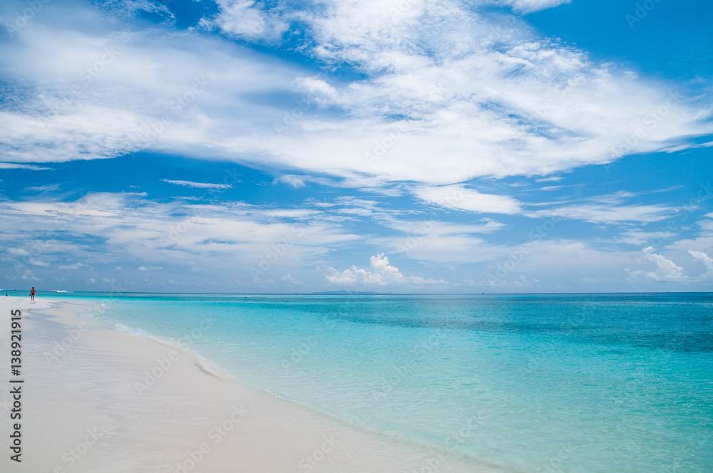 Beautiful beach ocean and blue sky in Krabi Thailand. TA-CHAI Beach.