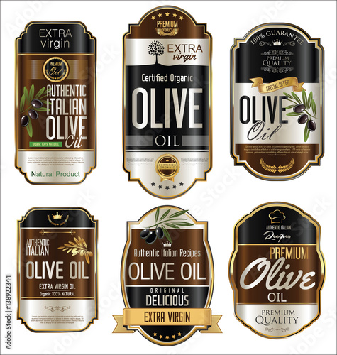 Olive oil retro vintage golden background collection 