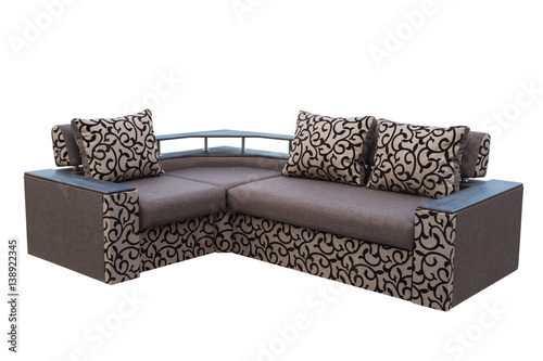 Brown sofa isolated on a white background.