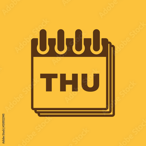 Thursday icon. Thu and calendar, data symbol. Flat design. Stock - Vector illustration