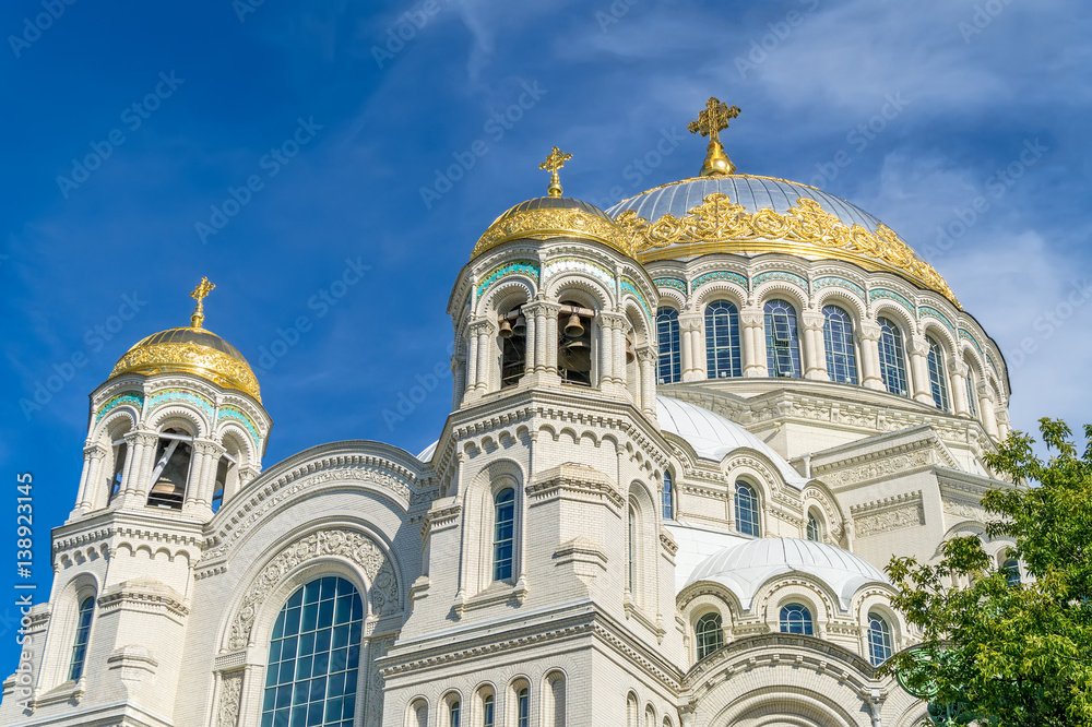 The Naval cathedral of Saint Nicholas in Kronstadt, Saint-Petersburg.