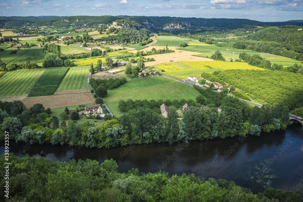 Panoramic of Dordogne valley in France