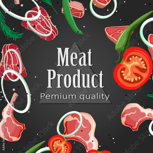 Set of meat food Isolated on white background