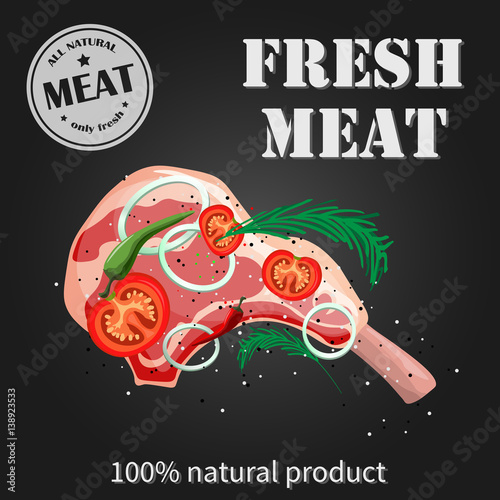 vector steak meat with pepper and rosemary