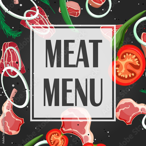 vector steak meat with pepper and rosemary