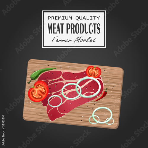 vector steak meat with pepper and rosemary