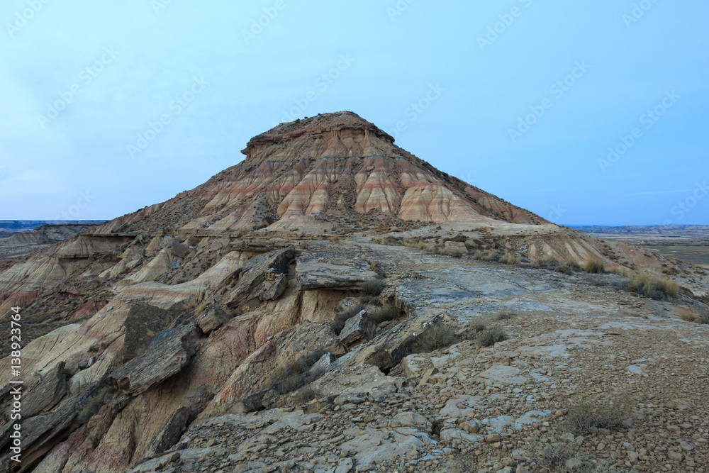 Desert landscape in Bardenas Reales of Navarra, Spain