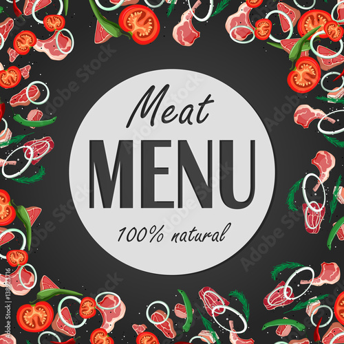 vector steak meat with pepper and rosemary