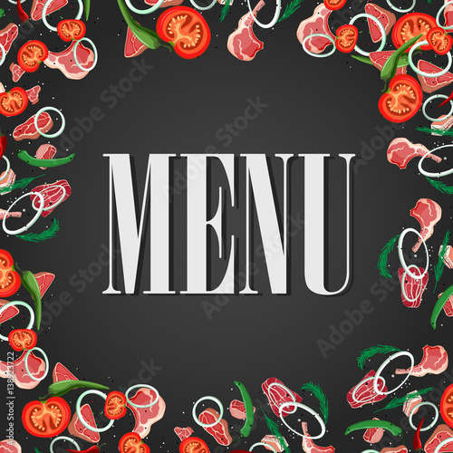 Set of meat food Isolated on white background
