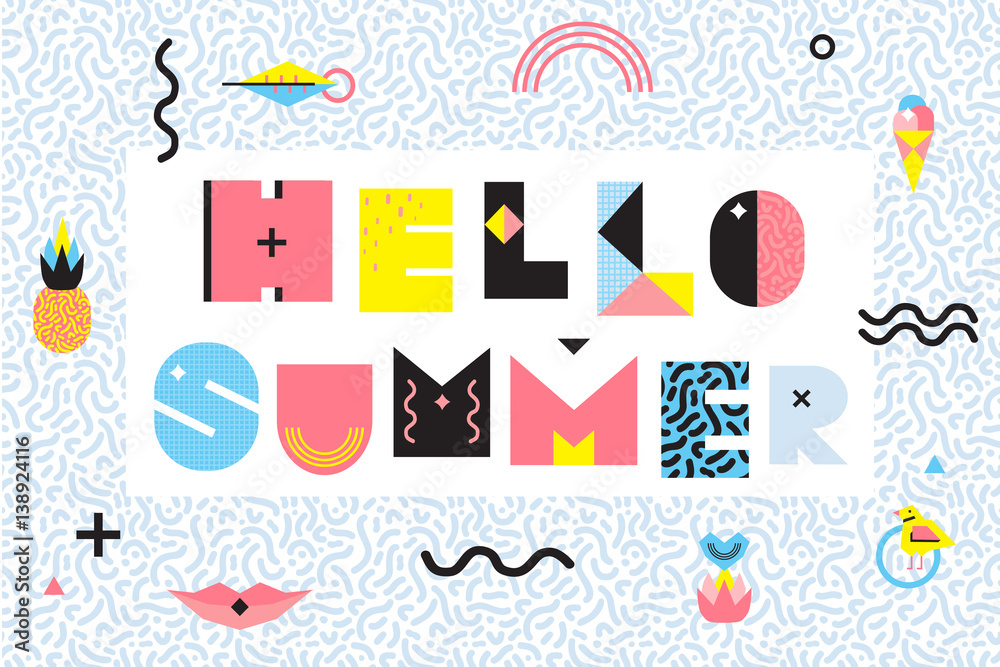 Hello Summer Memphis Style Design