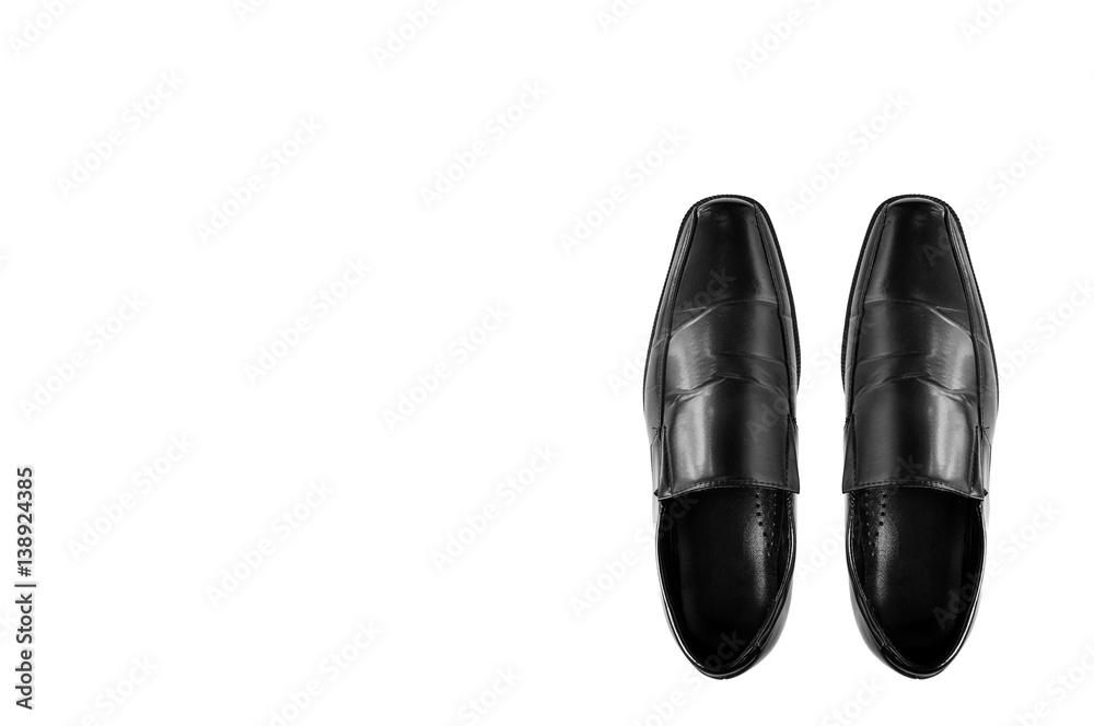Classic black leather men shoe on white background. Classic black leather men shoe on white background.
