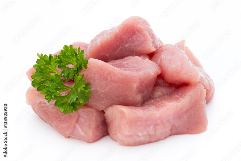 fresh meat on slice on the white background. fresh meat on slice on the white background.