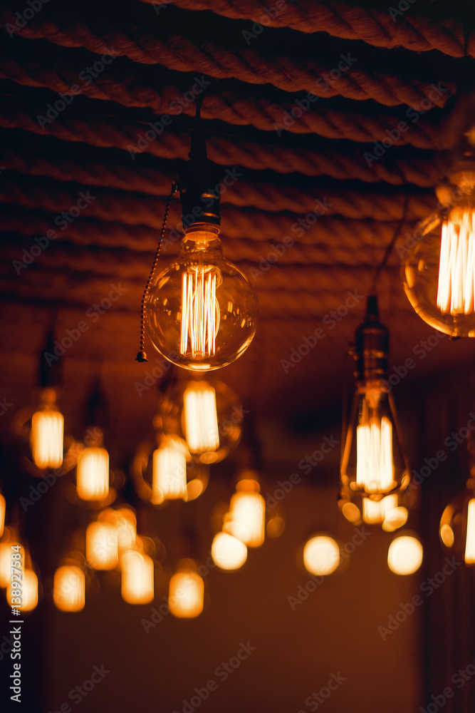 Light bulbs hanging from the ceiling
