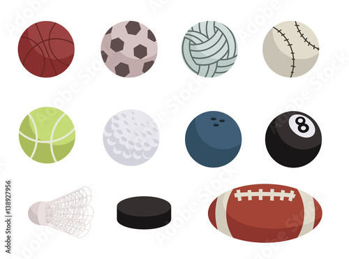 Flat sports balls vector pack