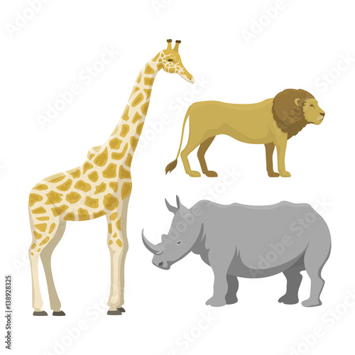 Cute cartoon safari animals vector illustration.