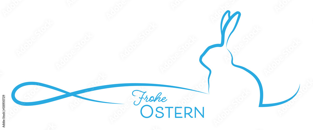 Fototapeta premium Grußkarte zu Ostern - Osterhase (in Blau)