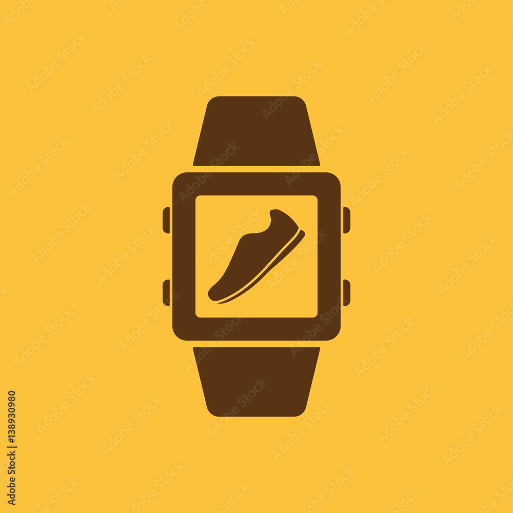 Pedometer icon. Smart watch, clock, fitness bracelet symbol. Flat design. Stock - Vector illustration Pedometer icon. Smart watch, clock, fitness bracelet symbol. Flat design. Stock - Vector illustration