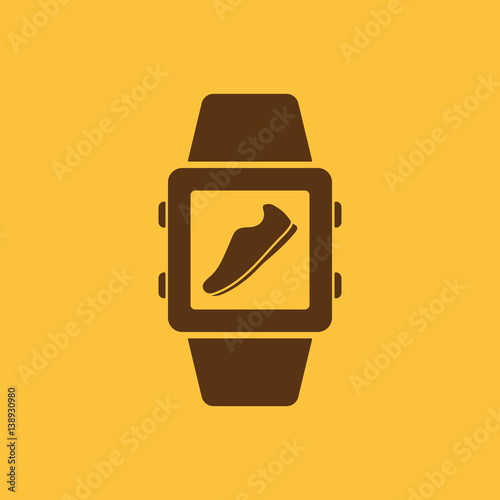 Pedometer icon. Smart watch, clock, fitness bracelet symbol. Flat design. Stock - Vector illustration