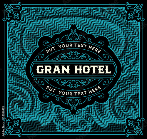 Vintage logo template with baroque background