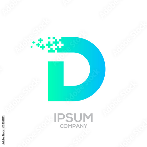 Letter D Pixel logo, Plus sign logo, Medical healthcare hospital symbol, Technology and digital logotype