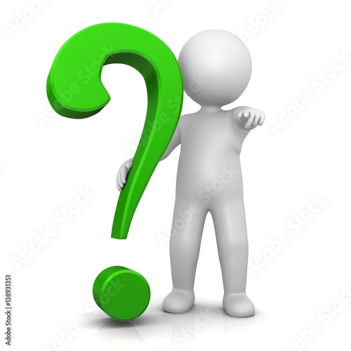 question marl stickman green 3d isolated symbol 