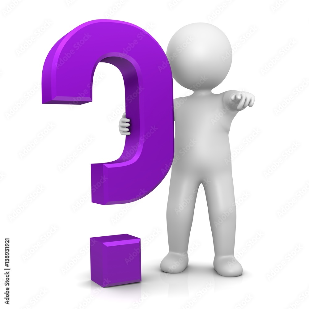 Question mark stickman question 3d magenta violet purple color colored man business symbol Question mark stickman question 3d magenta violet purple color colored man business symbol