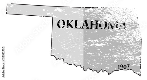 Oklahoma State and Date Map Grunged