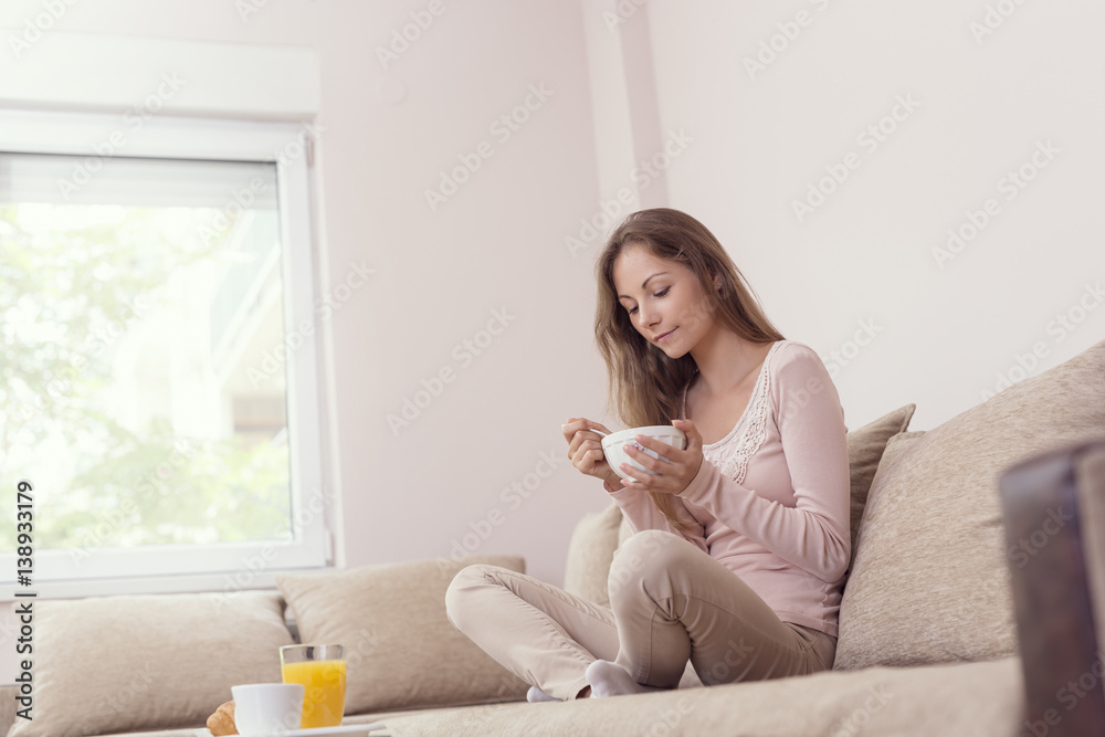 Woman having breakfast Woman having breakfast