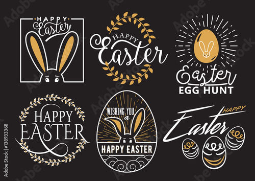 Vector illustration of Easter wishes logo, labels design set
