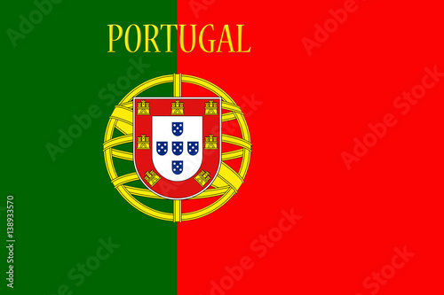 Portugal National Flag With Country Name Written On It 3D illustration