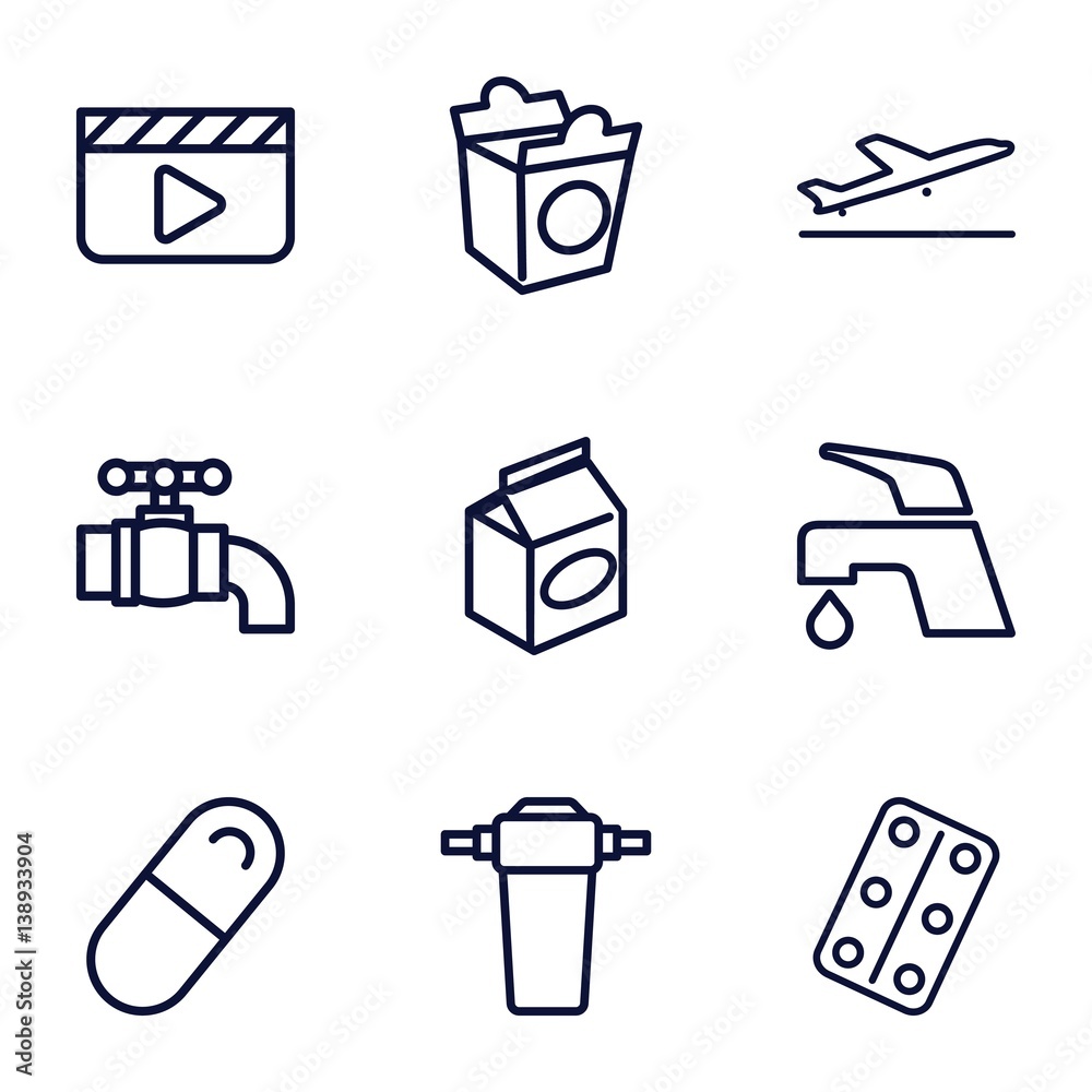 Set of 9 take outline icons Set of 9 take outline icons